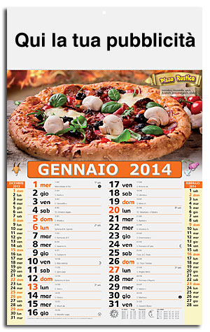 calendario illustrato pizza