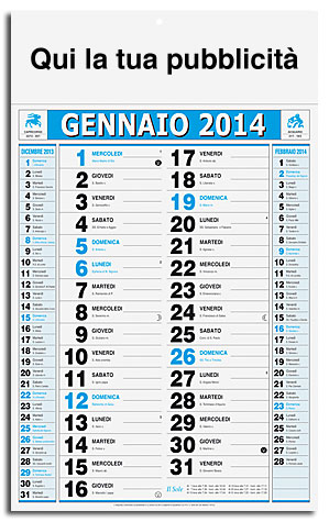 calendario olandese standard blu e nero