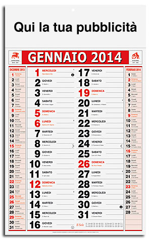 calendario olandese standard rosso e nero